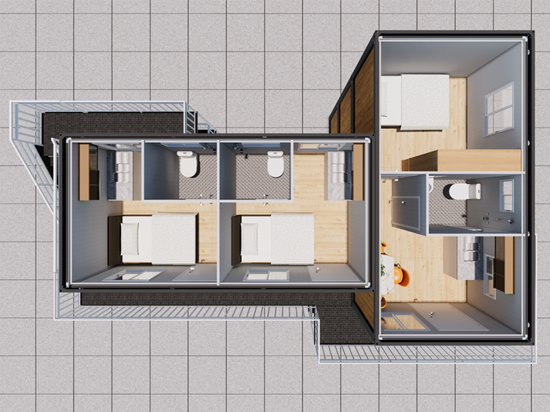 Zelfgebouwd, snel geassembleerd containerhuis in Maleisië